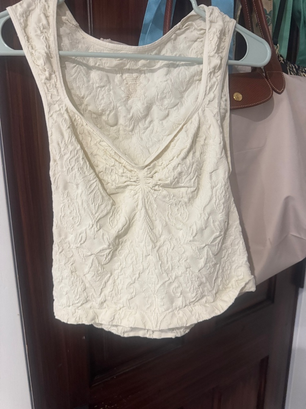Anthropologie Cream Textured Floral Tank